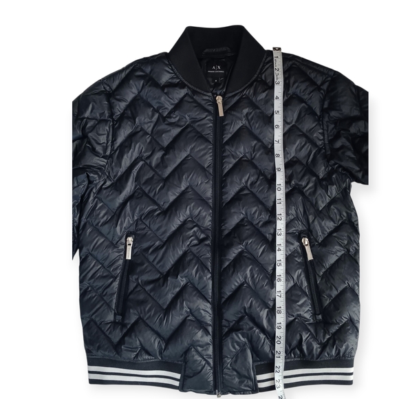 Armani Exchange Navy Chevron Puffer Jacket - Picture 4 of 9
